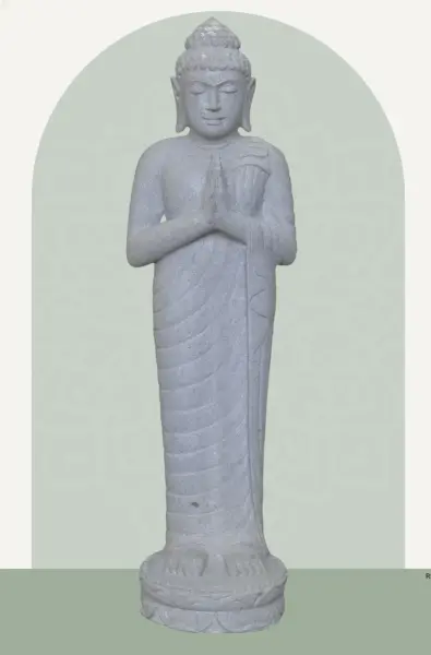 Product image 1 of the product “Standing Buddha made of Riverstone, position Namaskara , H. 125cm. ”